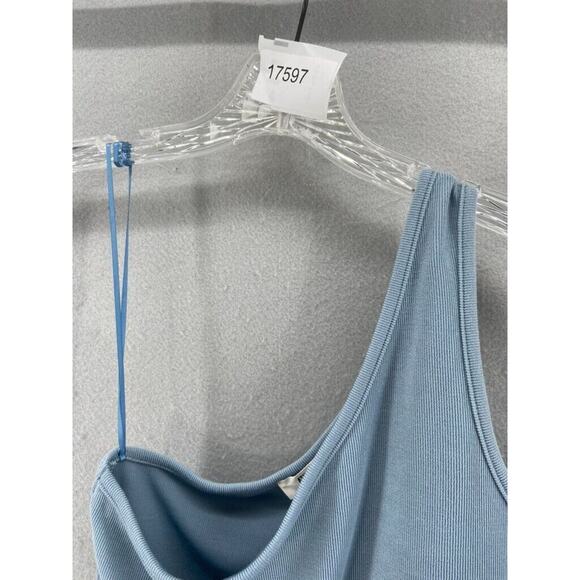 4TH & RECKLESS Bodysuit Womens Sz S Blue Charla One-shoulder Ribbed - Picture 7 of 7